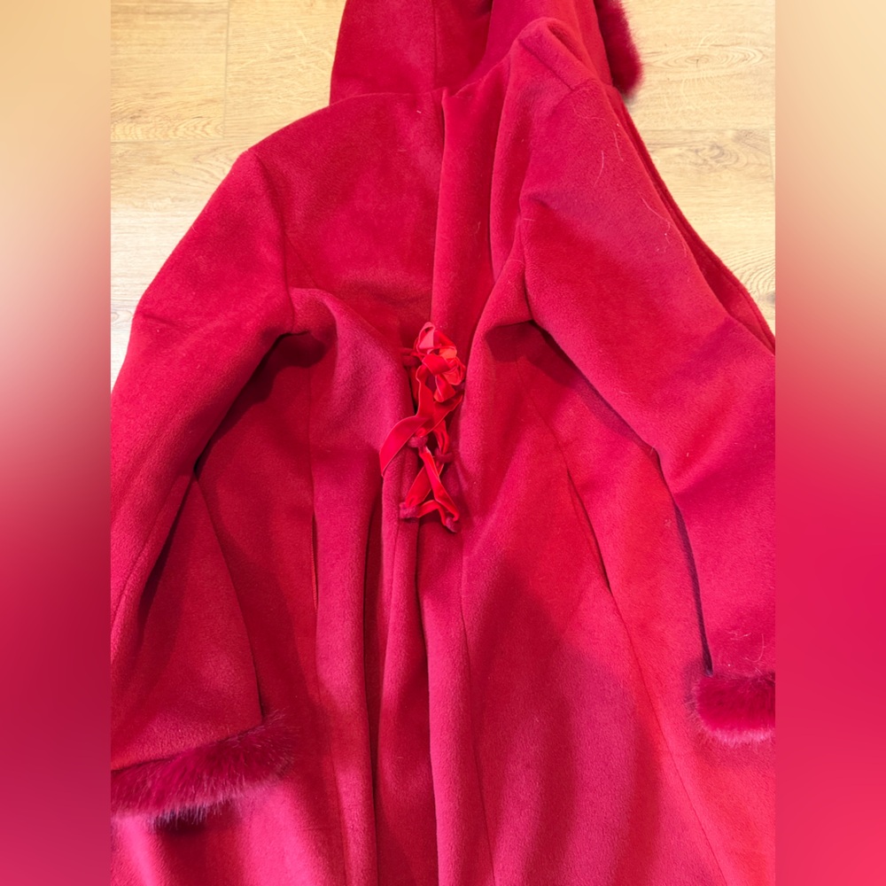 Wuthering heights style Elegant Red Hooded Coat - Picture 6 of 10